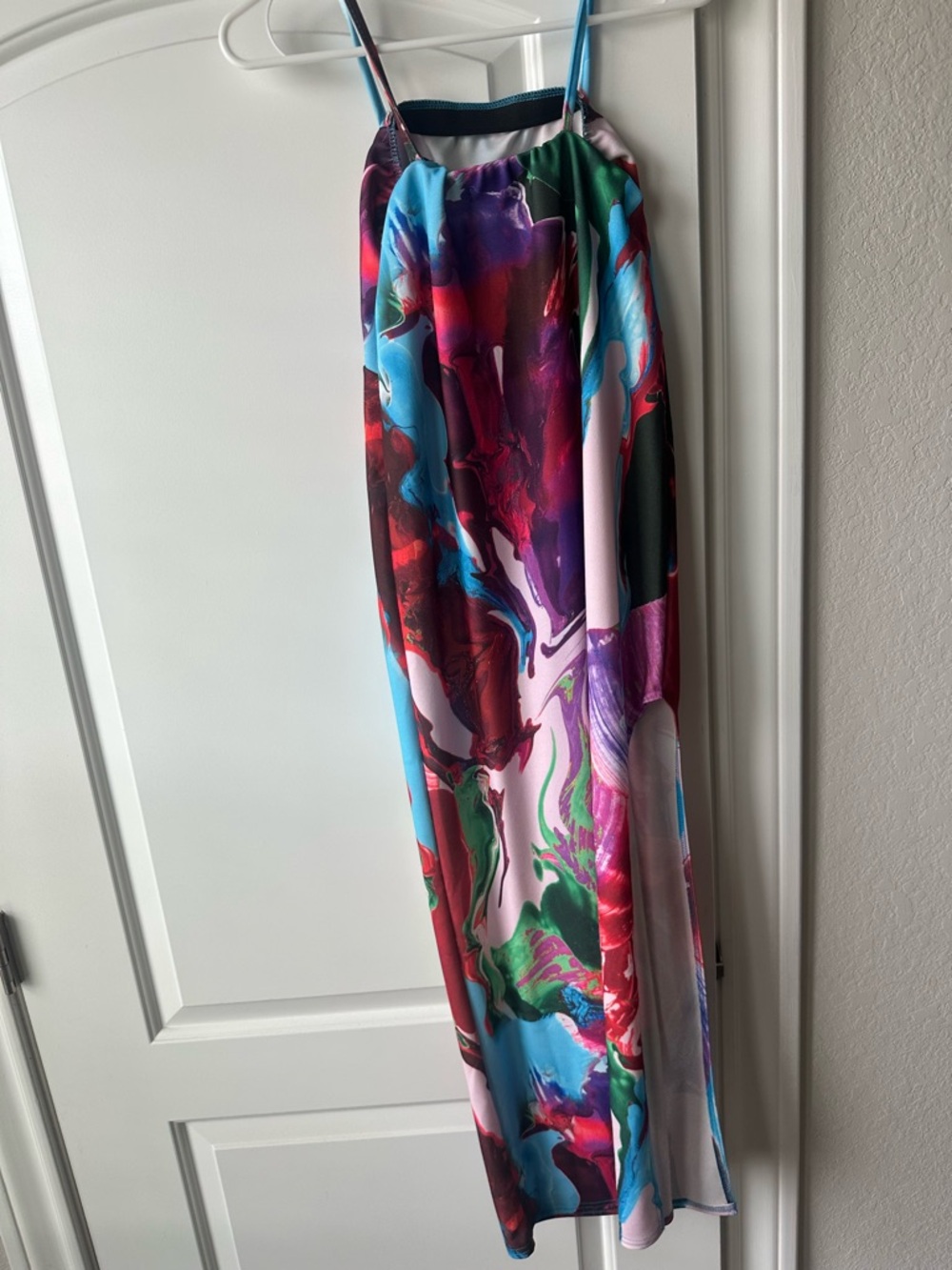 Nasty Gal Multicolor Marble Asymmetrical Slip Dress
